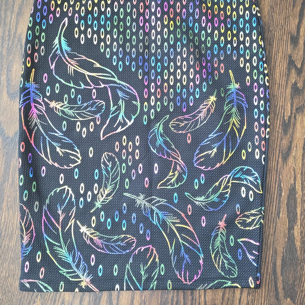 LuLaRoe Black Skirt with Multicolor Oval Pattern